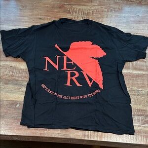 Neon Genesis Evangelion NERV Black and Red Graphic T-Shirt from TeePublic